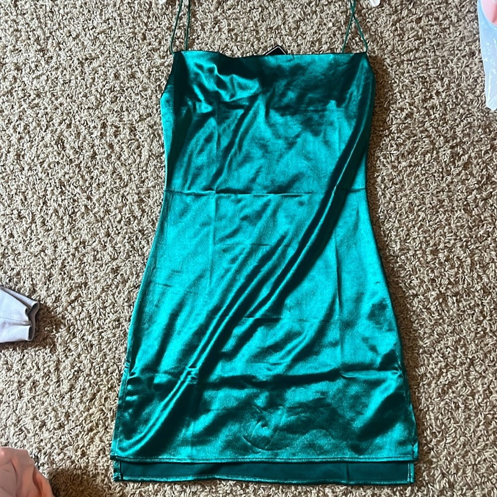 Green mini cocktail dress